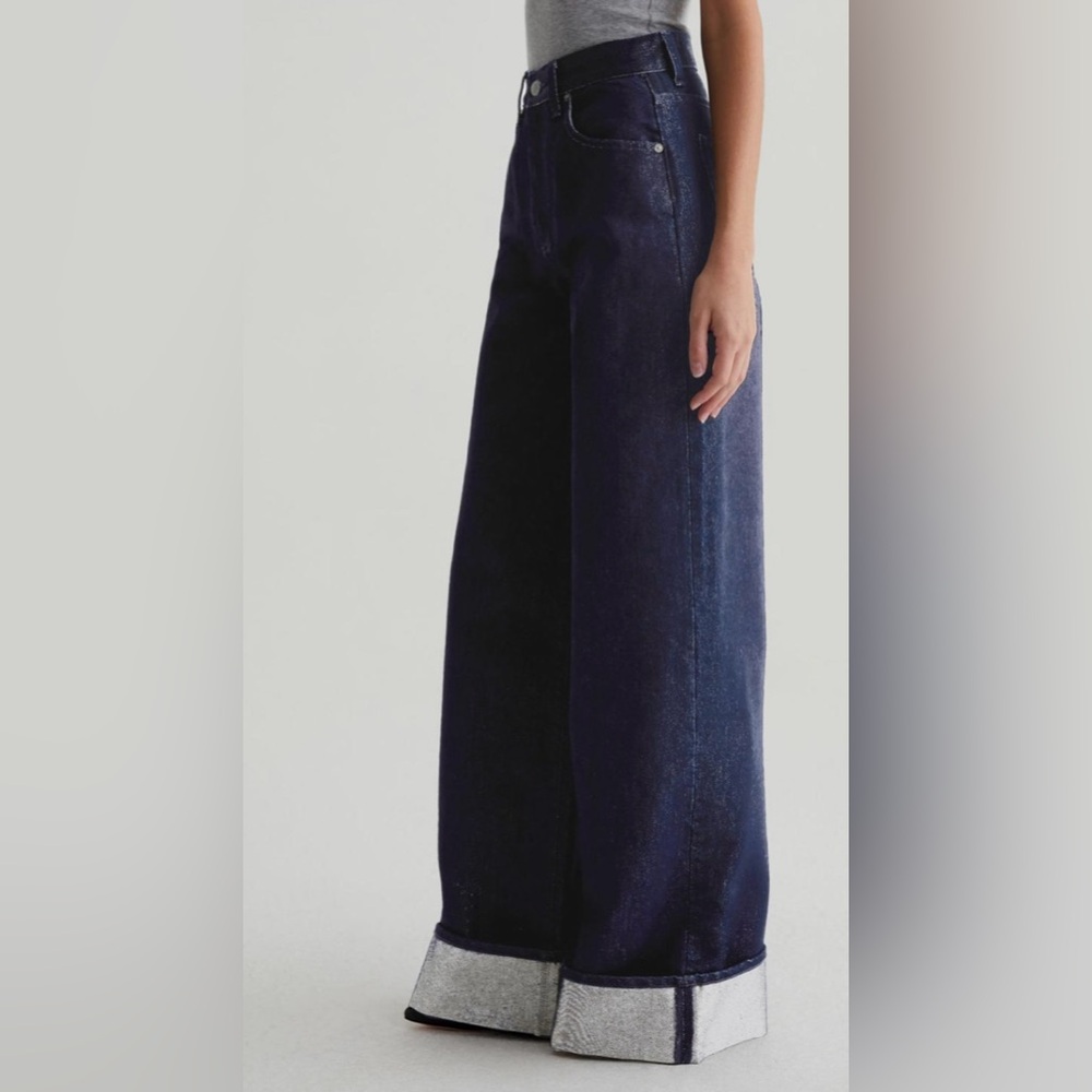 AG Dark Blue Wide-Leg Jean with silver shimmer and cuff - 26 - Picture 5 of 15